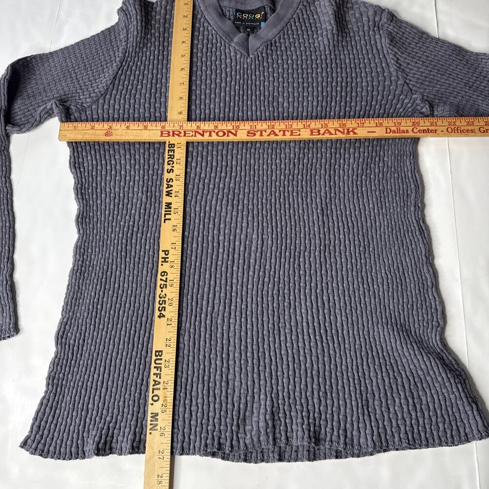 Coogi Gray Ribbed V Neck Sweater Men Sz XL Australia 100% mercerised Cotton - Picture 9 of 12